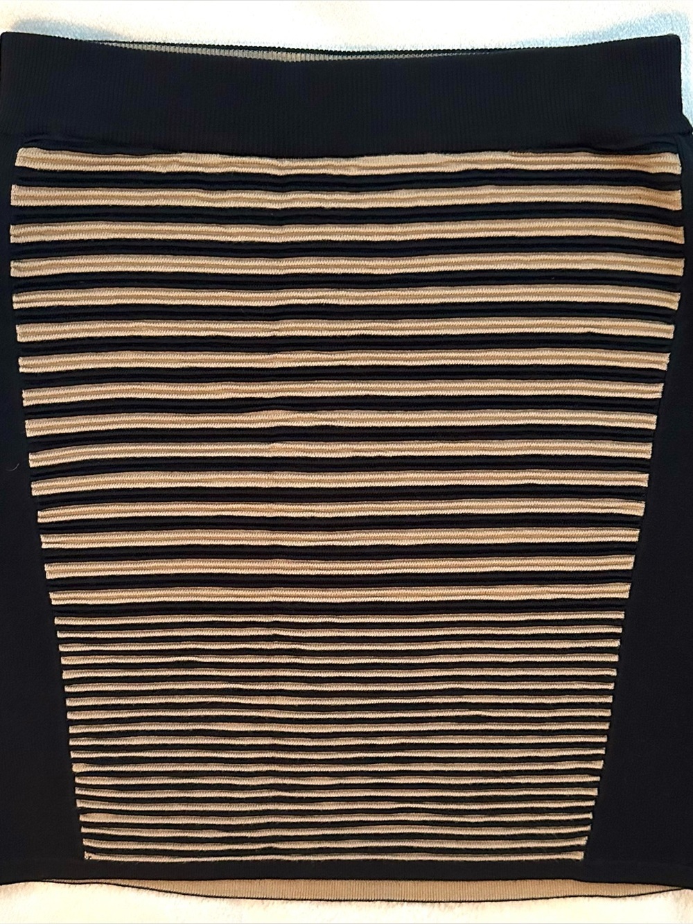 Rag & Bone NY Ella Striped Black & Tan Mini Skirt XS Fitted Stretch Pull On